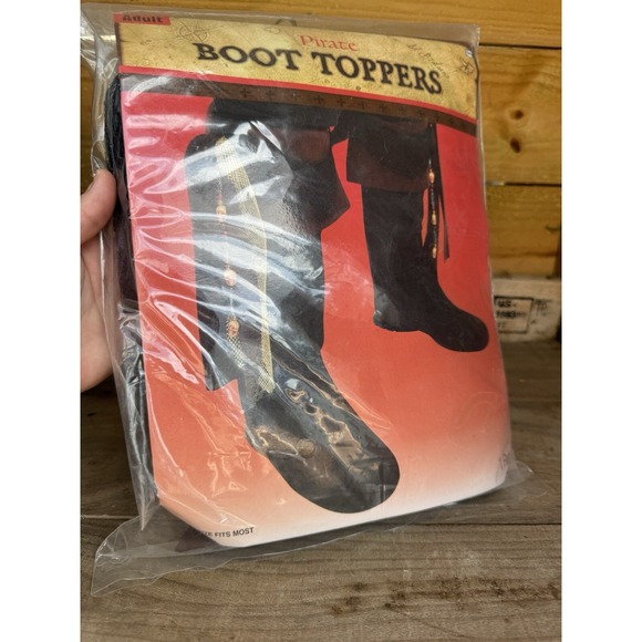Adult Pirate Boot Cover Topper Black One Size Fits Most Adults - Picture 10 of 10